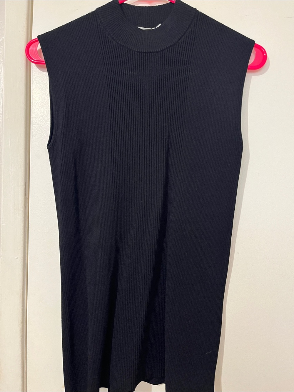 Vince Black Sleeveless Ribbed Mock Neck Tunic